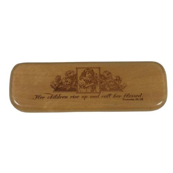 Bamboo Wooden Wood Ballpoint Pen + Case Engraved Proverbs 31:28 Scripture Verse - Picture 11 of 16